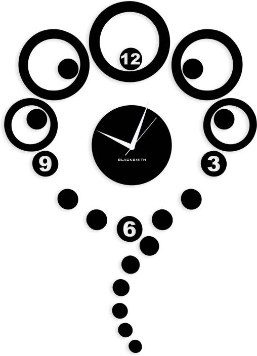 Blacksmith Analog Wall Clock  (Black, Without Glass)
